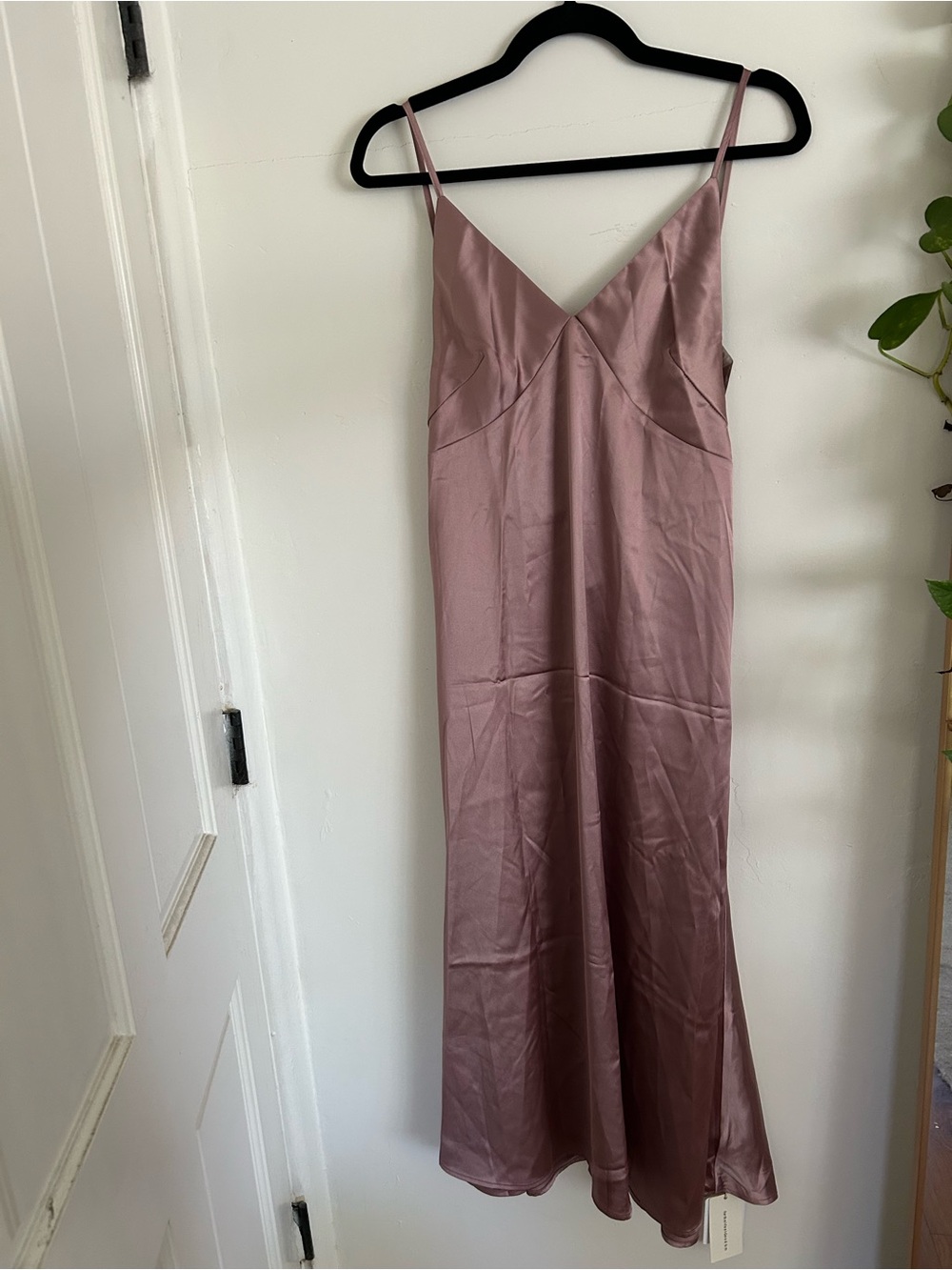 Commense Dusty Rose Satin Backless Slip Gown